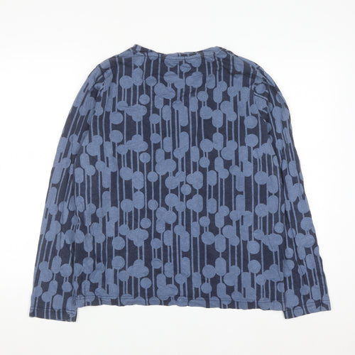 Orla Kiely Regatta Women Blue Geometric Long Sleeve Cotton Top UK 16