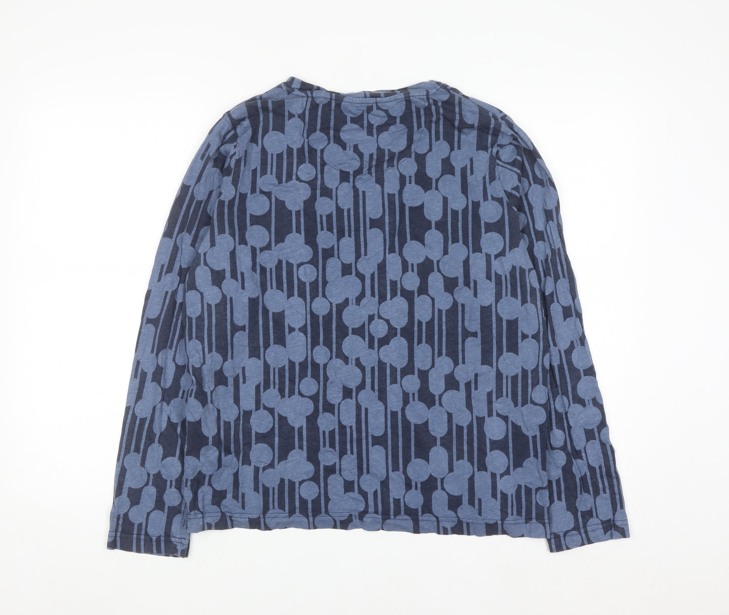 Orla Kiely Regatta Women Blue Geometric Long Sleeve Cotton Top UK 16