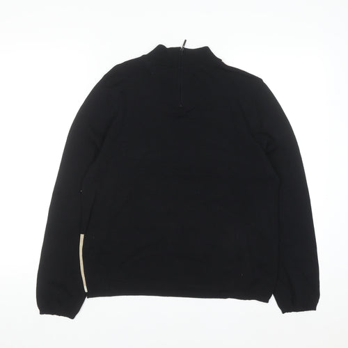 Alfred Dunner Womens Black L Petite Beaded Mock Neck Jumper