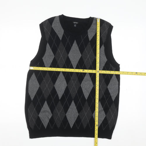 APT.9 Men's Grey Argyle Sleeveless Cotton Knit Vest L