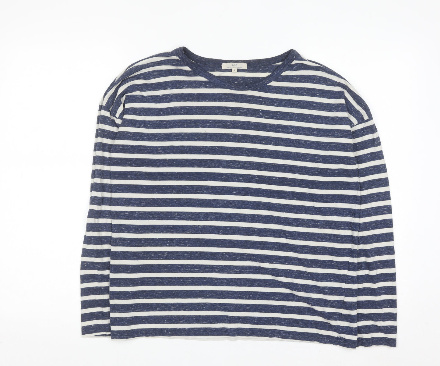 Lee Men's Blue Striped Long Sleeve Cotton Blend Casual Top M