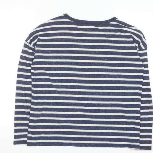 Lee Men's Blue Striped Long Sleeve Cotton Blend Casual Top M