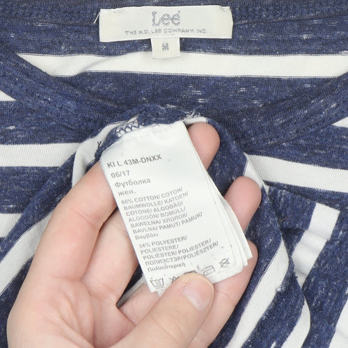 Lee Men's Blue Striped Long Sleeve Cotton Blend Casual Top M