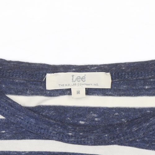 Lee Men's Blue Striped Long Sleeve Cotton Blend Casual Top M
