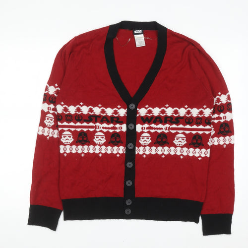 Star Wars Men's Red Fair Isle Christmas Cardigan Size L