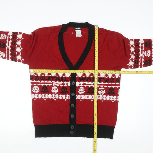 Star Wars Men's Red Fair Isle Christmas Cardigan Size L