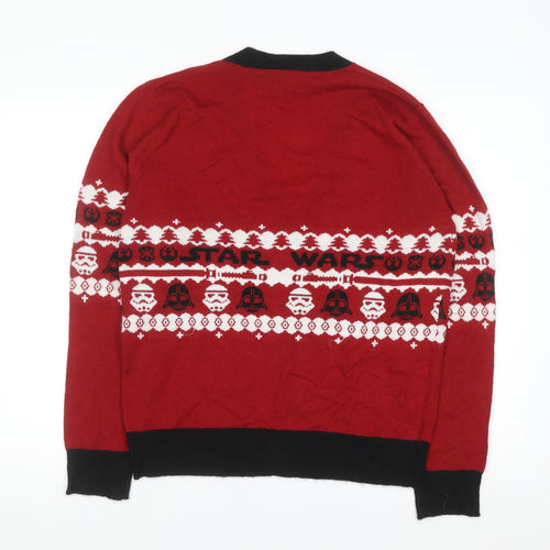 Star Wars Men's Red Fair Isle Christmas Cardigan Size L