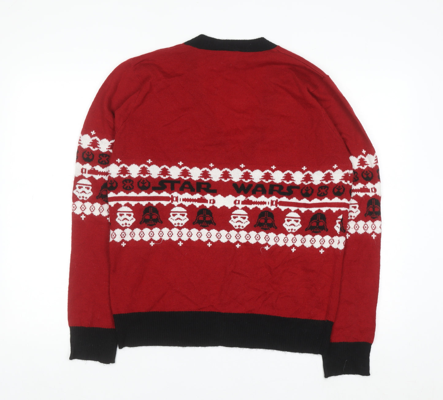 Star Wars Men's Red Fair Isle Christmas Cardigan Size L
