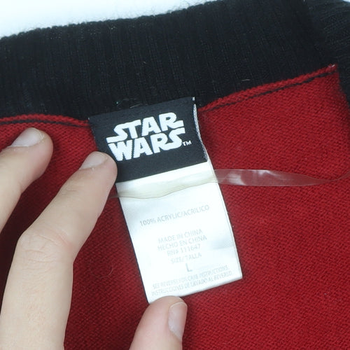 Star Wars Men's Red Fair Isle Christmas Cardigan Size L