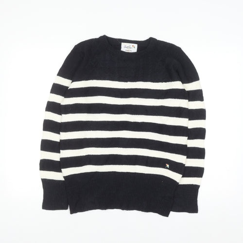 Arnold Palmer Womens Black White Striped Wool Jumper M