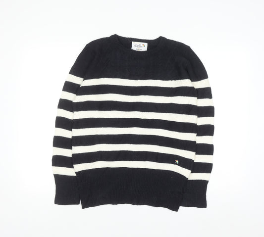 Arnold Palmer Womens Black White Striped Wool Jumper M