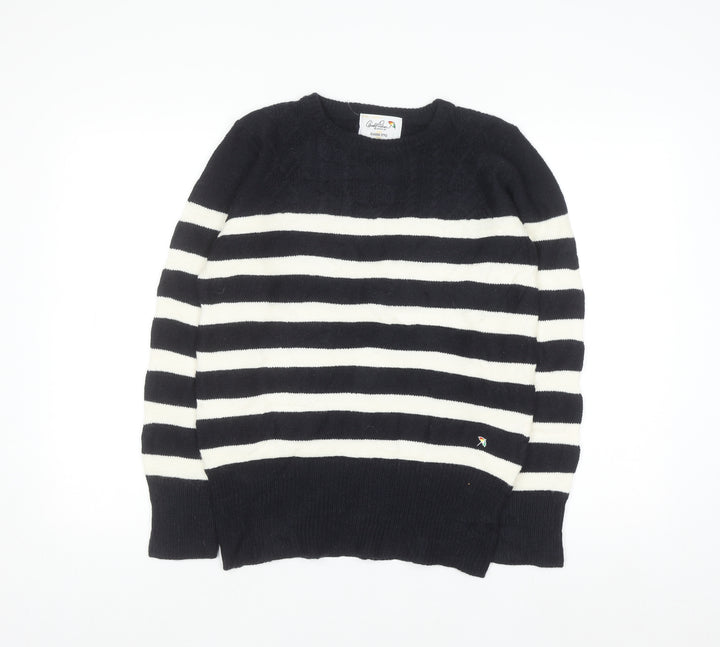 Arnold Palmer Womens Black White Striped Wool Jumper M