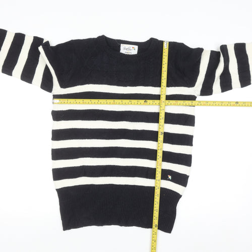 Arnold Palmer Womens Black White Striped Wool Jumper M