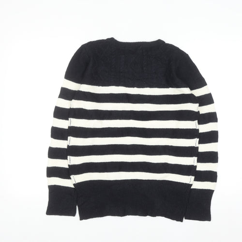 Arnold Palmer Womens Black White Striped Wool Jumper M