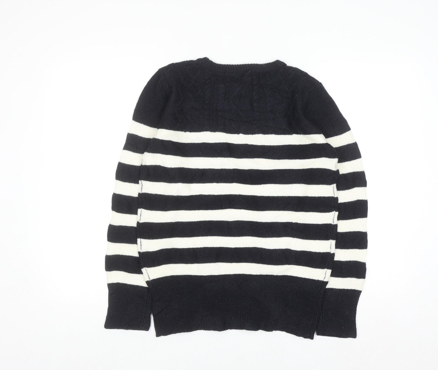 Arnold Palmer Womens Black White Striped Wool Jumper M