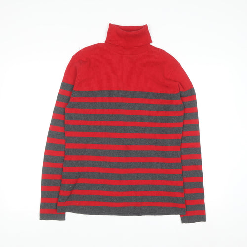 Liz Claiborne Women Red Stripe Roll Neck Knit Jumper XL
