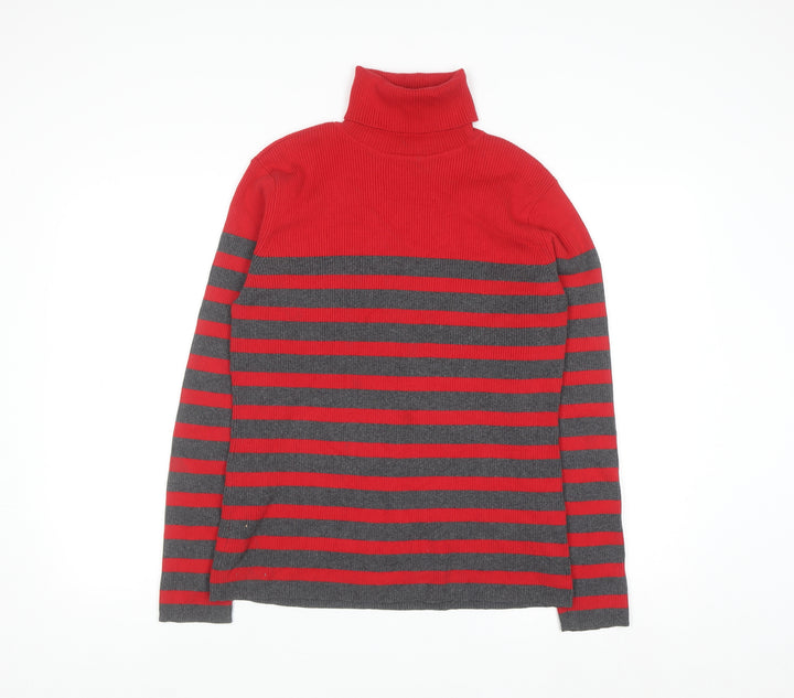 Liz Claiborne Women Red Stripe Roll Neck Knit Jumper XL