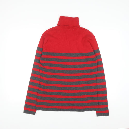 Liz Claiborne Women Red Stripe Roll Neck Knit Jumper XL