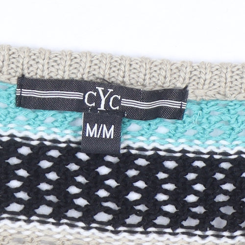 CYC Women’s Multicoloured Open-Knit 3/4 Sleeve Pullover Jumper Size M