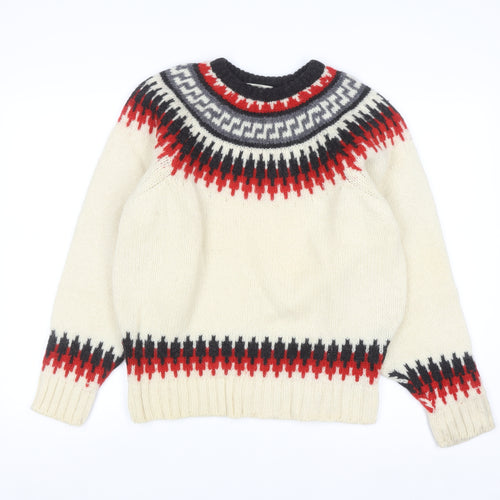 Cabin Fever Women's Cream Fair Isle Wool Jumper Size M