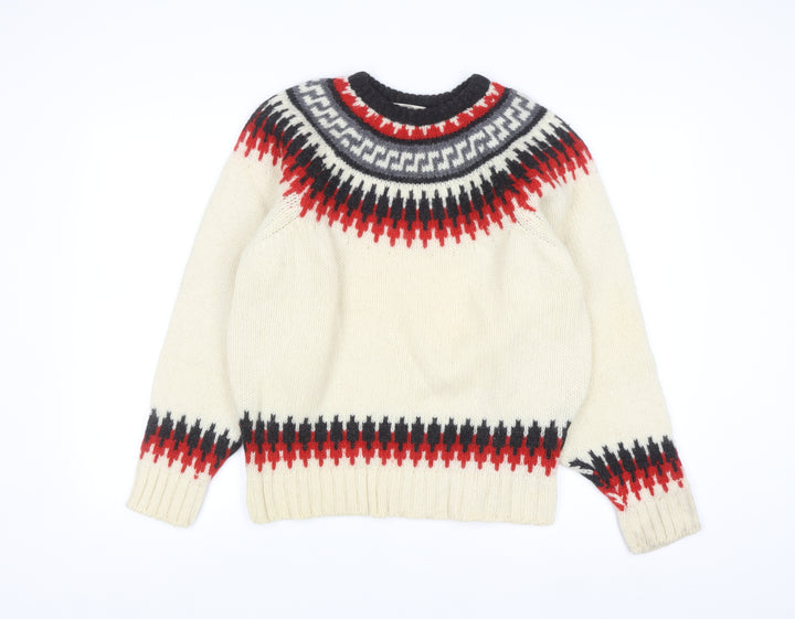 Cabin Fever Women's Cream Fair Isle Wool Jumper Size M