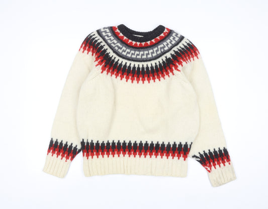 Cabin Fever Women's Cream Fair Isle Wool Jumper Size M