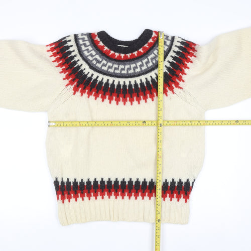 Cabin Fever Women's Cream Fair Isle Wool Jumper Size M