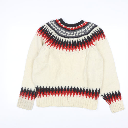 Cabin Fever Women's Cream Fair Isle Wool Jumper Size M