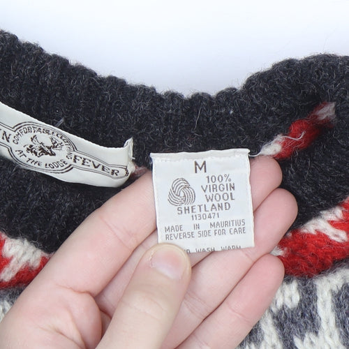 Cabin Fever Women's Cream Fair Isle Wool Jumper Size M
