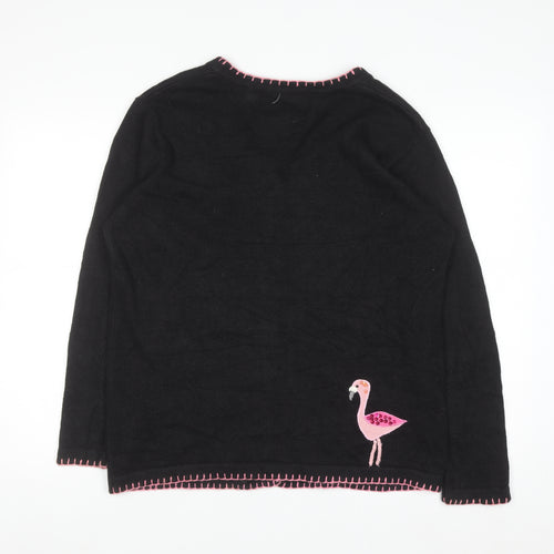 The Quacker Factory Women's Black Flamingo Tropical Cardigan Size S
