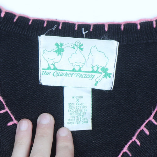 The Quacker Factory Women's Black Flamingo Tropical Cardigan Size S