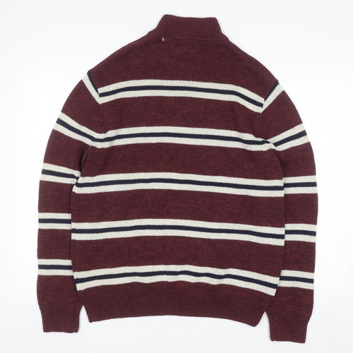 Chaps Men's Red Striped 1/2 Zip Cotton Jumper Size L