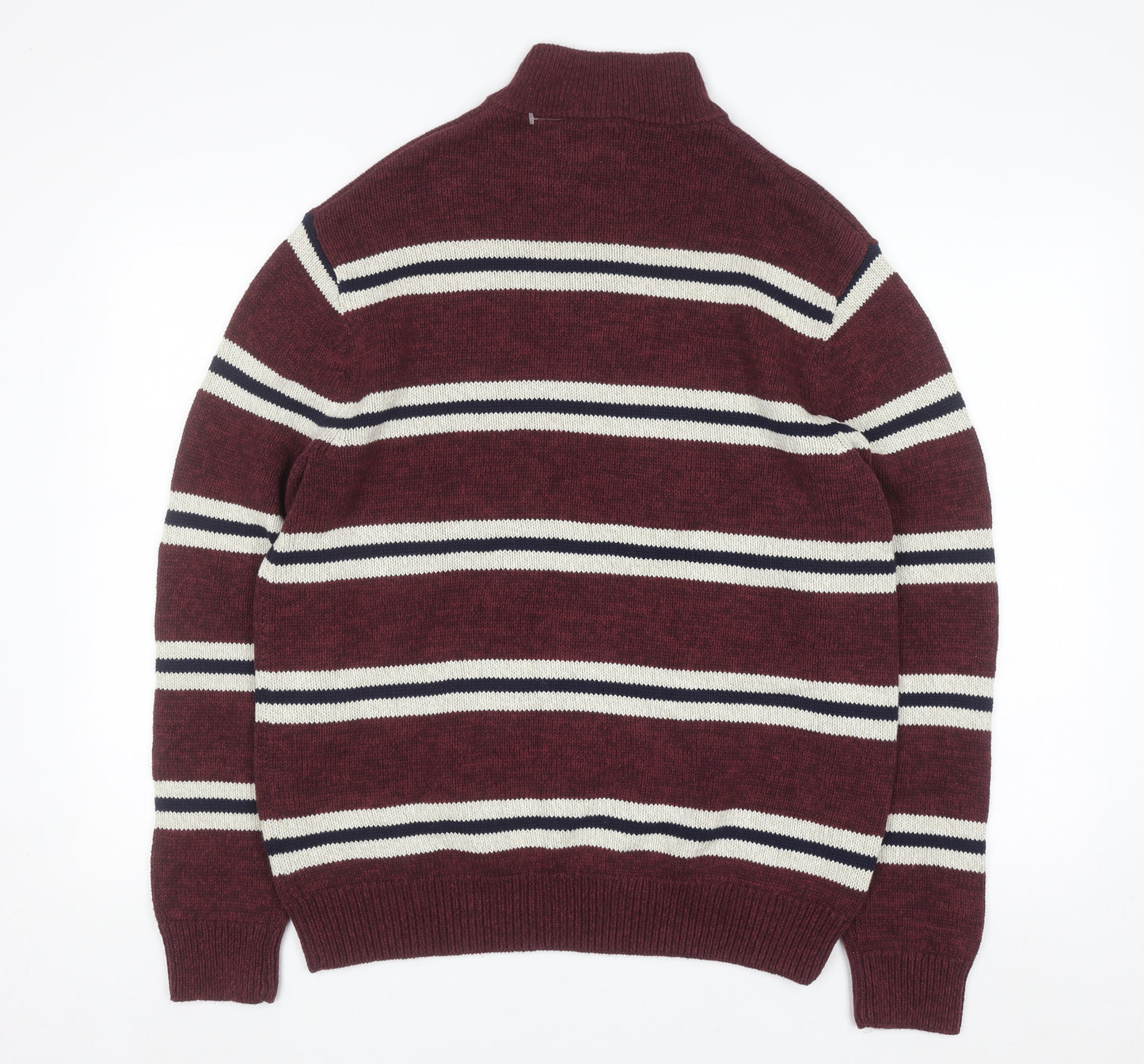 Chaps Men's Red Striped 1/2 Zip Cotton Jumper Size L