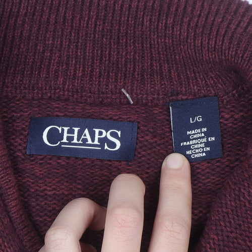 Chaps Men's Red Striped 1/2 Zip Cotton Jumper Size L