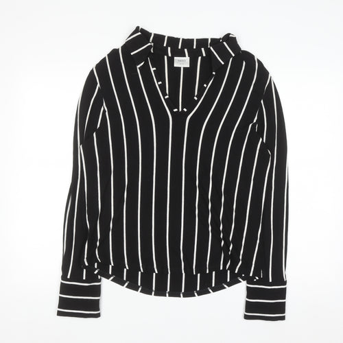 Next Womens Black White Striped Long Sleeve Viscose Blouse UK 18