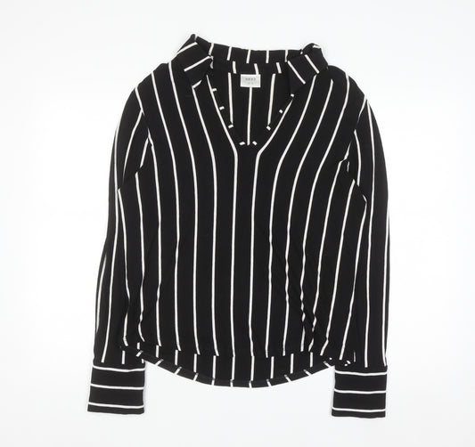 Next Womens Black White Striped Long Sleeve Viscose Blouse UK 18
