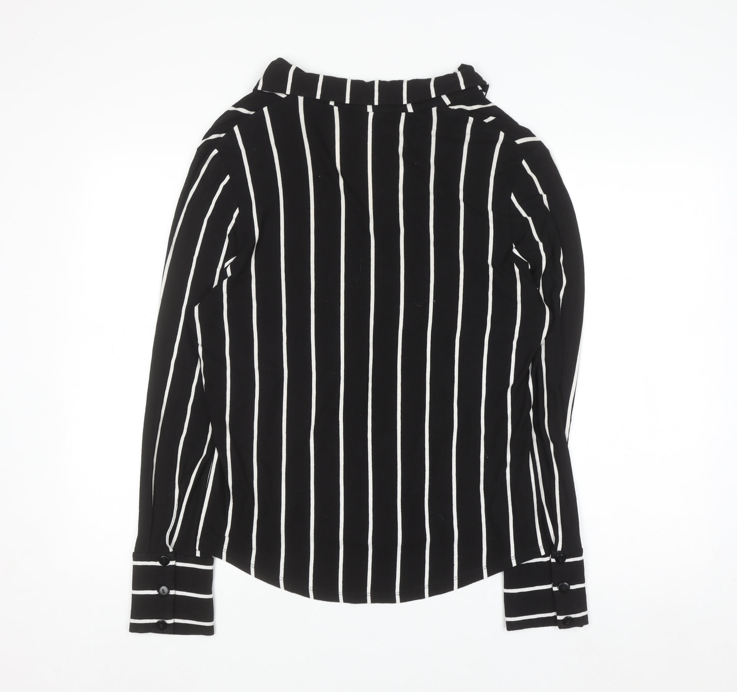 Next Womens Black White Striped Long Sleeve Viscose Blouse UK 18