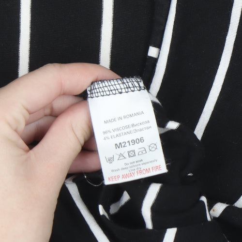 Next Womens Black White Striped Long Sleeve Viscose Blouse UK 18