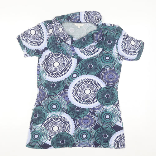 Lakeland Women's Multicoloured Geometric Cowl Neck Short Sleeve T-Shirt Size 12
