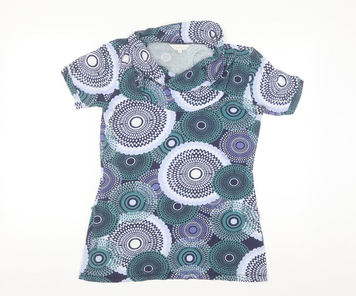 Lakeland Women's Multicoloured Geometric Cowl Neck Short Sleeve T-Shirt Size 12