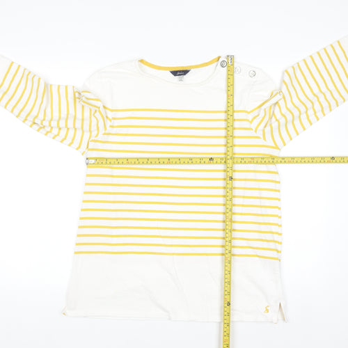 Joules Women’s Yellow White Striped Long Sleeve Cotton Top UK 14