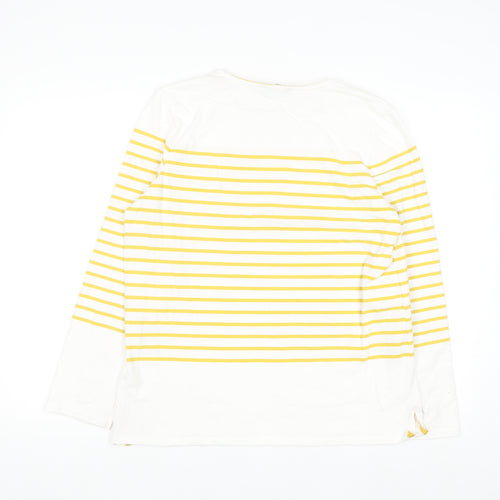Joules Women’s Yellow White Striped Long Sleeve Cotton Top UK 14
