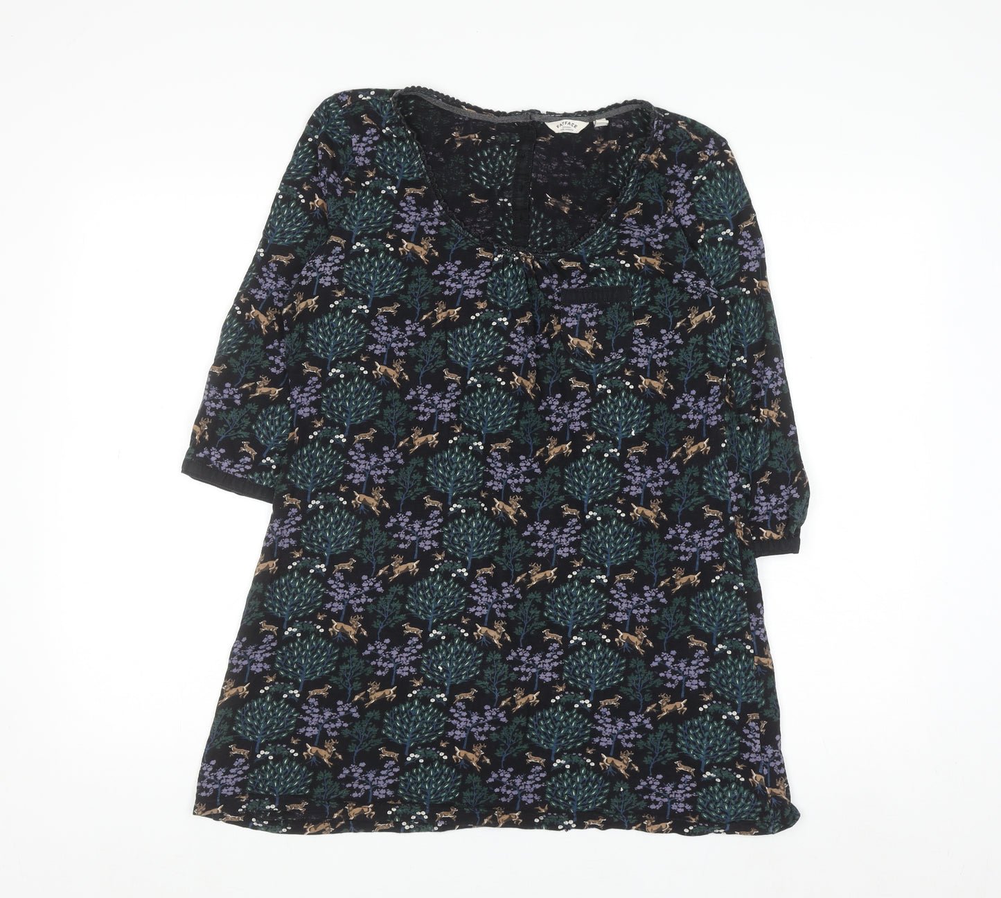 FatFace Womens Multicoloured Floral Deer Cotton Tunic Blouse Size 12