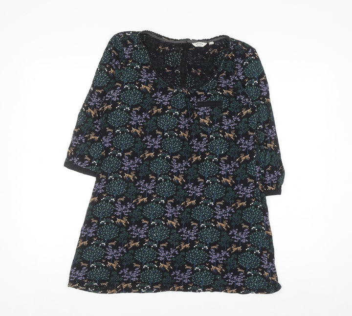 FatFace Womens Multicoloured Floral Deer Cotton Tunic Blouse Size 12