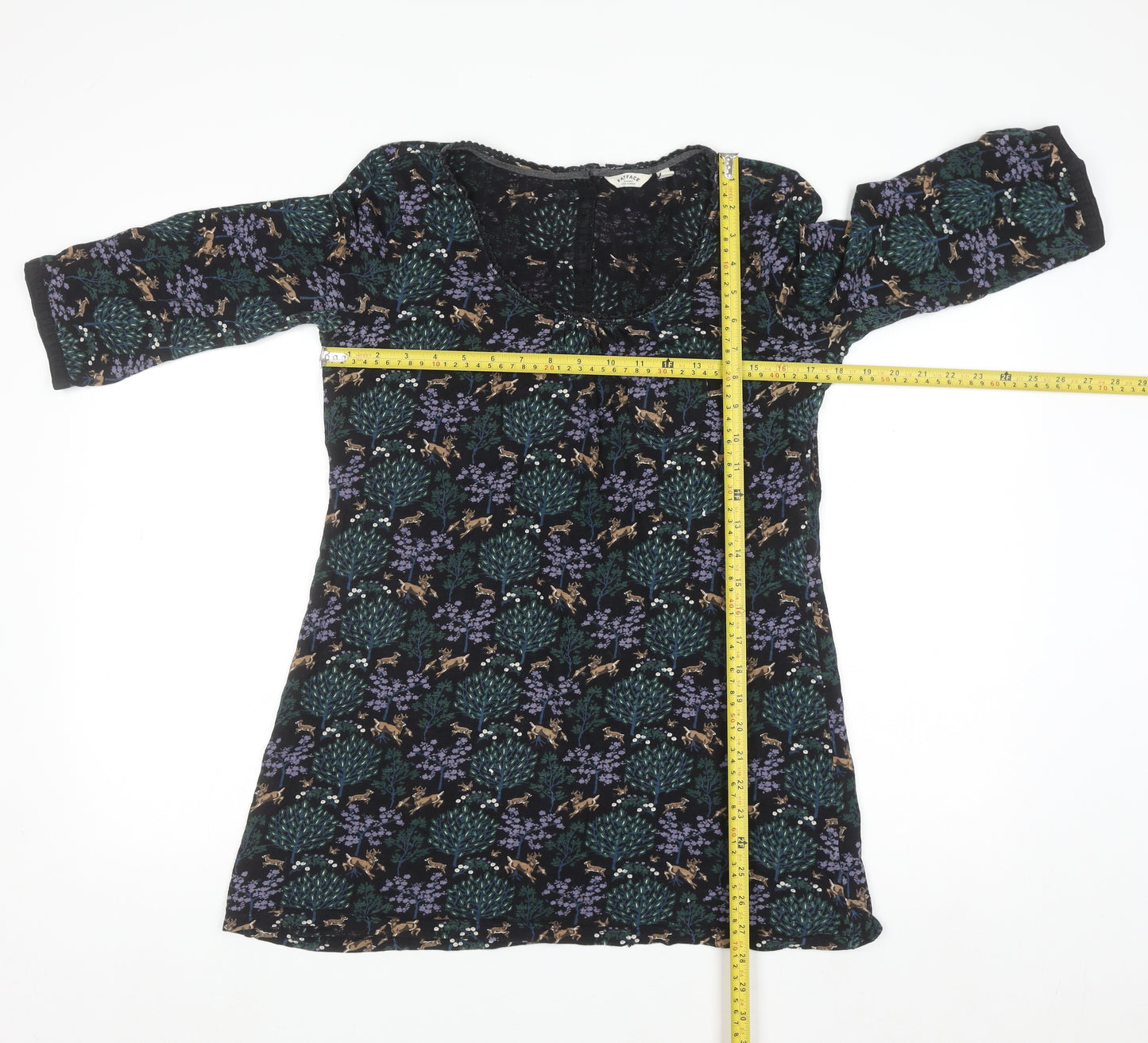 FatFace Womens Multicoloured Floral Deer Cotton Tunic Blouse Size 12