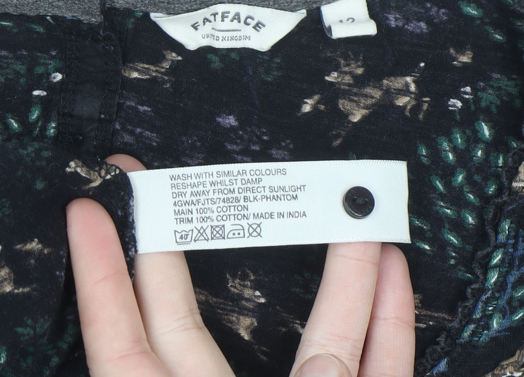 FatFace Womens Multicoloured Floral Deer Cotton Tunic Blouse Size 12