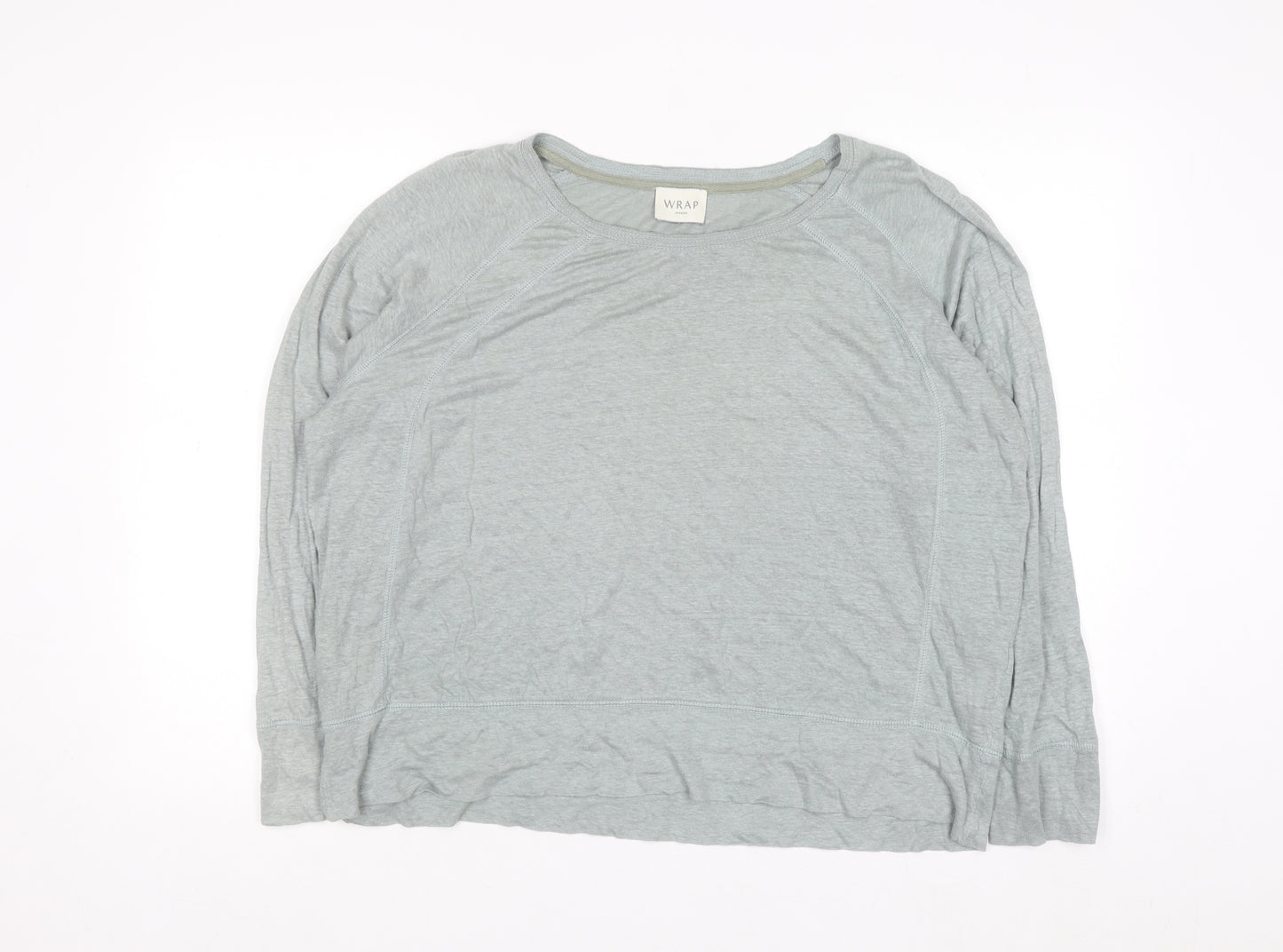 Wrap London Womens Grey Linen Long Sleeve Relaxed T-Shirt Size 16