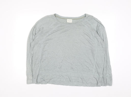 Wrap London Womens Grey Linen Long Sleeve Relaxed T-Shirt Size 16
