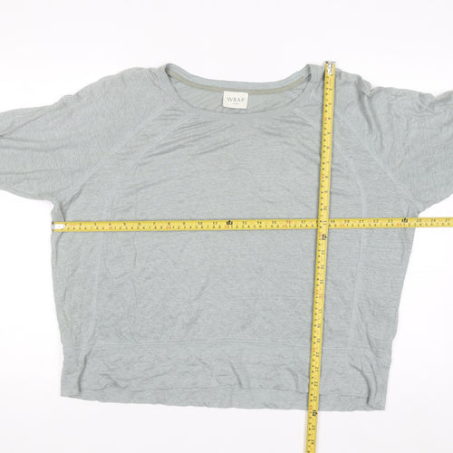 Wrap London Womens Grey Linen Long Sleeve Relaxed T-Shirt Size 16