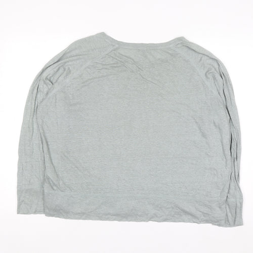 Wrap London Womens Grey Linen Long Sleeve Relaxed T-Shirt Size 16